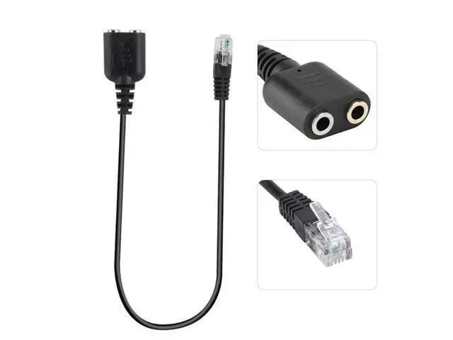 Alt view image 2 of 4 - 1PC 25cm RJ9 Male To Dual 3.5mm Female Plug Headset Jack Phone Audio Adapter Cable For PC Computer Headset Telephone Using