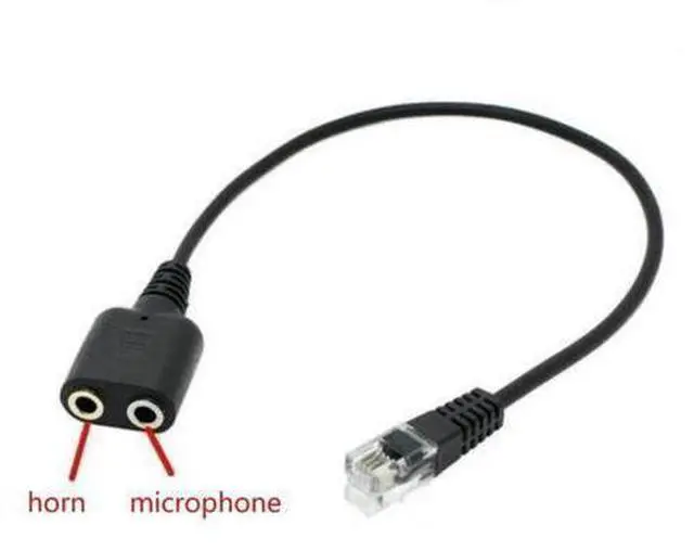 Alt view image 4 of 4 - 1PC 25cm RJ9 Male To Dual 3.5mm Female Plug Headset Jack Phone Audio Adapter Cable For PC Computer Headset Telephone Using
