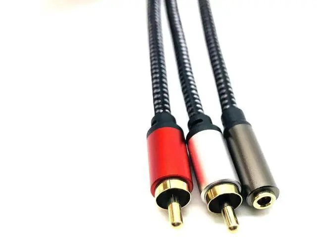 Alt view image 3 of 5 - 3.5mm female-to-dual.lotus male audio cable for spliting one signal into two. t s 3.5mmin diameter and the female end is gold-plated.ltisalso available as a 2RCA male-to-female