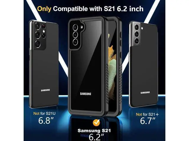 Alt view image 2 of 7 - for Galaxy S21 Waterproof Case with Built-in Screen Protector Dustproof Shockproof 360 Full Body Underwater Case for S21 5G 6.2inch (2021) Black