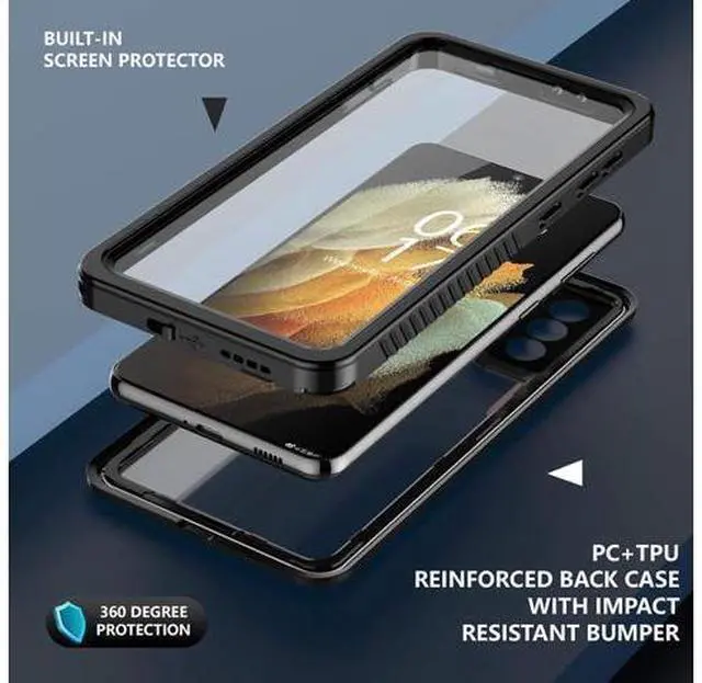 Alt view image 5 of 7 - for Galaxy S21 Waterproof Case with Built-in Screen Protector Dustproof Shockproof 360 Full Body Underwater Case for S21 5G 6.2inch (2021) Black