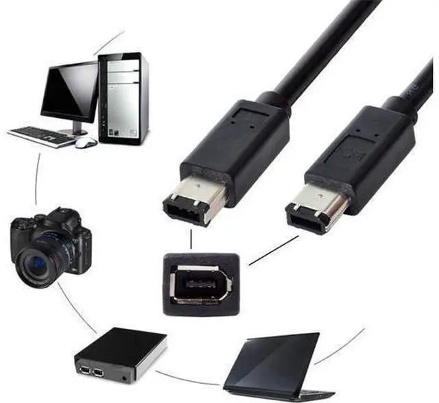 Alt view image 2 of 7 - FireWire IEEE 1394 6 Pin to 6Pin FireWire 400 to 400 6-6 ilink Cable 1.8m Black