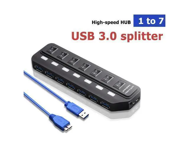 Alt view image 5 of 5 - 4/7 Ports USB 3.0 Hub USB Splitter with Individual Power Switches for PC USB3.0 Splitter with Four Switches Hub Hub With 7-port