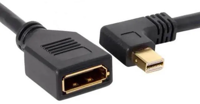 Alt view image 2 of 7 - Left Angled Mini DP DisplayPort 90 Degree to DisplayPort Female Cable for Displays Monitors