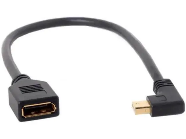 Alt view image 4 of 7 - Left Angled Mini DP DisplayPort 90 Degree to DisplayPort Female Cable for Displays Monitors