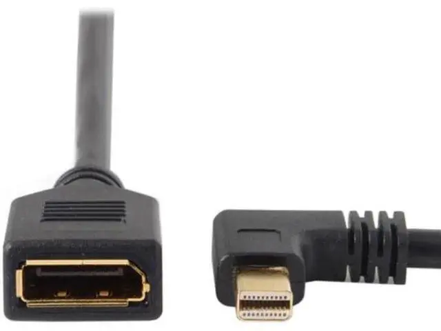 Alt view image 6 of 7 - Left Angled Mini DP DisplayPort 90 Degree to DisplayPort Female Cable for Displays Monitors