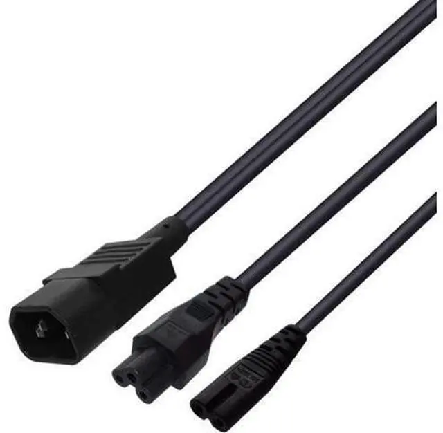Main image of 1FT C14 Male PDU Style Computer Power Extension Cable Y Splitter Power Plug Cord (C14 to C5+C7)