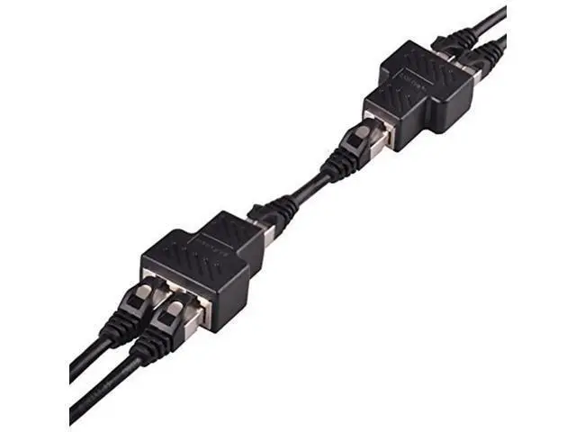 Alt view image 3 of 5 - RJ45 network three-way connector, one out of two, network cable splitter, onesplit into two, simultaneous internet connection connector adapter connector