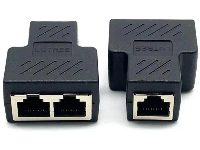 Alt view image 4 of 5 - RJ45 network three-way connector, one out of two, network cable splitter, onesplit into two, simultaneous internet connection connector adapter connector