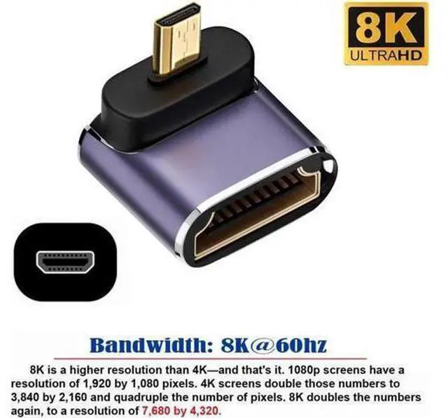 Alt view image 2 of 7 - Down Angled Micro HDMI Male to HDMI 2.1