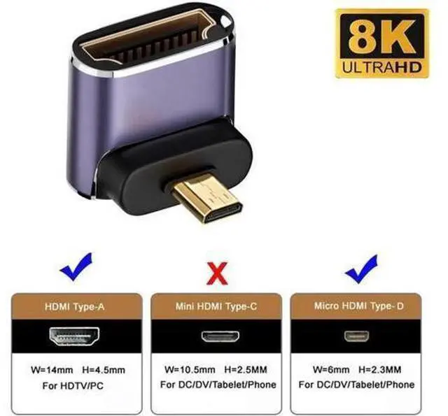 Alt view image 5 of 7 - Down Angled Micro HDMI Male to HDMI 2.1