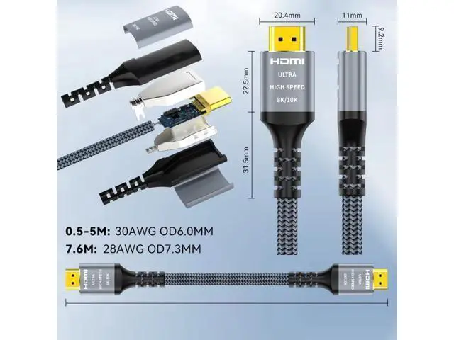 Alt view image 2 of 7 - 8K HDMI 2.1 Cable(H133G) 0.5M
