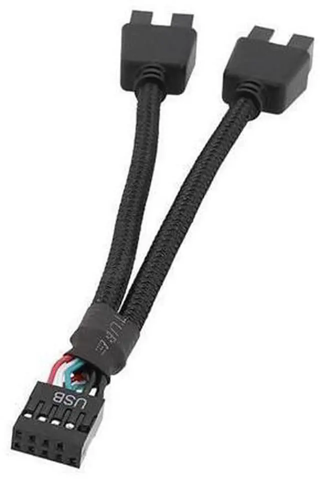 Main image of 9 Pin USB Header Female 1 to 2 Male Plastic + Metal Material Extension Splitter Cable 9P Connector Adapter
