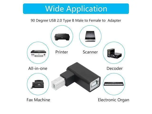 Alt view image 6 of 7 - 90 Degree USB B 2.0 Printer Adapter Up Angle USB Type B Male to Female Connector MIDI Extender Aluminium Hull for Printer Electric Piano and More Devices