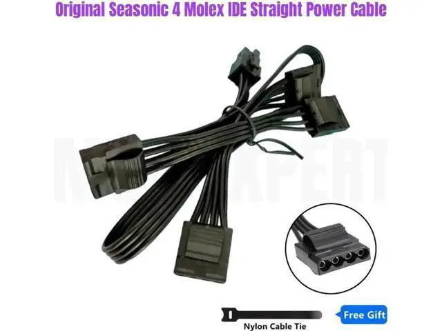 Alt view image 4 of 6 - 4 Molex IDE 4Pin Female Modular Power Cable for Seasonic FOCUS PLUS 1000W 850W 750W 650W 550W Platinum Power