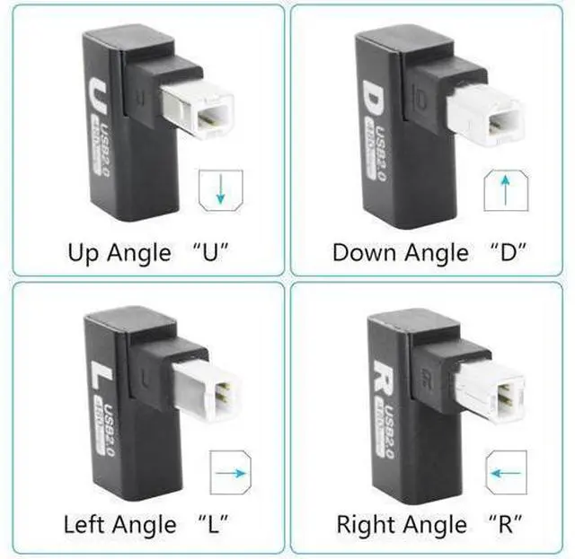 Alt view image 3 of 7 - 90 Degree USB B 2.0 Printer Adapter Up Angle USB Type B Male to Female Connector MIDI Extender Aluminium Hull for Printer Electric Piano and More Devices