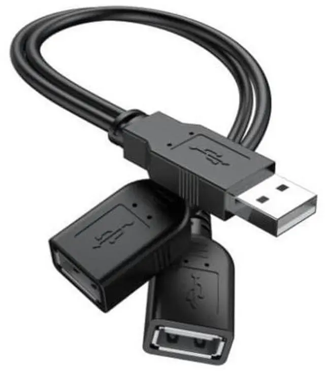 Main image of 2025 Upgraded USB 2.0 A Male to 2 Dual USB Female Jack Y Splitter Hub Power Cord Extension Adapter Cable(Not Supporting CarPlay and Android Auto)