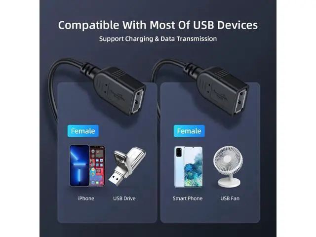 Alt view image 3 of 7 - 2025 Upgraded USB 2.0 A Male to 2 Dual USB Female Jack Y Splitter Hub Power Cord Extension Adapter Cable(Not Supporting CarPlay and Android Auto)