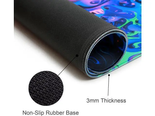 Alt view image 6 of 7 - Horror Skull Mouse Pad Large Waterproof Blacklight Colorful Skeleton Neon Gaming Non-Slip Rubber Base Mousemat Glow in The Dark Abstract Desk Mat for Office Home - 31.5 x 11.8 inches