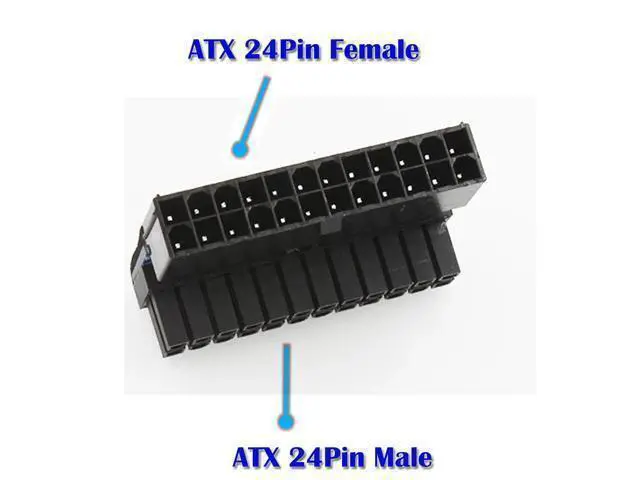 Alt view image 3 of 6 - ATX 24Pin Atx 90 degree 24 pin to 24pin Power Plug Adapter Mainboard Motherboard Power Connectors Modular Power Supply Cables AABBCCDDFF