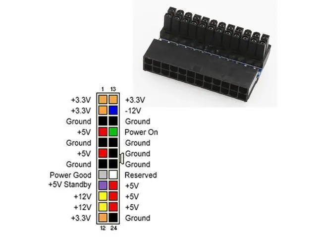 Alt view image 4 of 6 - ATX 24Pin Atx 90 degree 24 pin to 24pin Power Plug Adapter Mainboard Motherboard Power Connectors Modular Power Supply Cables AABBCCDDFF