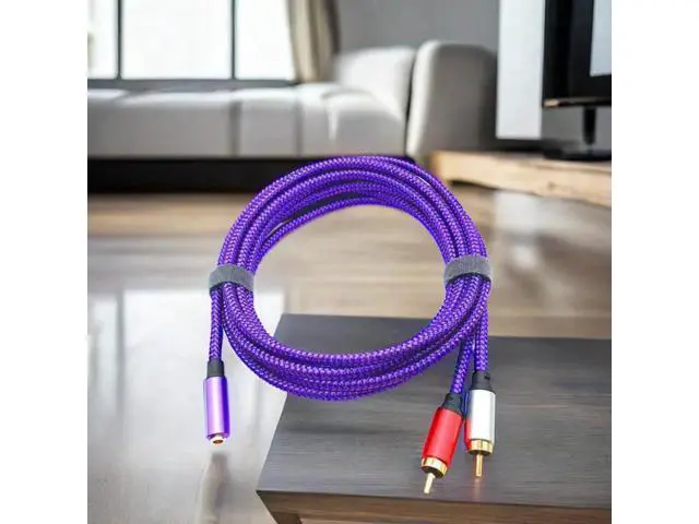 Alt view image 2 of 3 - 3.5mm female to 2RCA male red-white dual-channel adaptercable 3.5mm female to double-lobed male connector audio cable