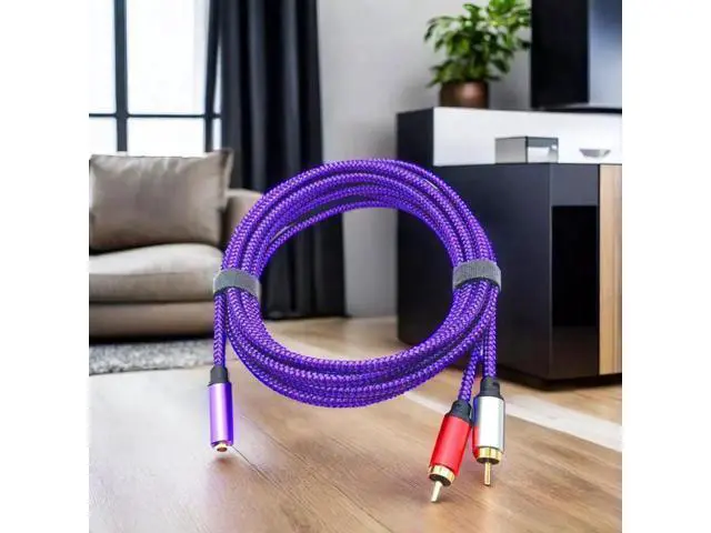 Alt view image 3 of 3 - 3.5mm female to 2RCA male red-white dual-channel adaptercable 3.5mm female to double-lobed male connector audio cable