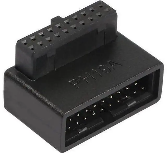 Main image of USB 3.0 19/20 Pin 90 Degree Adapter Male to Female L Turn Right Angle Socket for Desktop Motherboard Internal Connector Up Angled(PH19A)