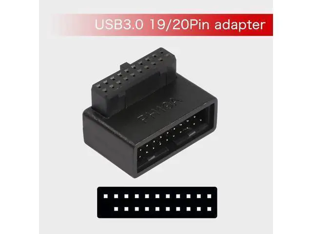 Alt view image 2 of 7 - USB 3.0 19/20 Pin 90 Degree Adapter Male to Female L Turn Right Angle Socket for Desktop Motherboard Internal Connector Up Angled(PH19A)