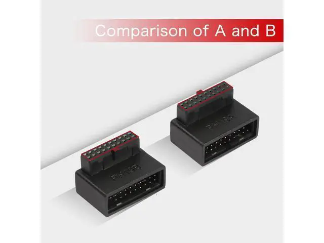 Alt view image 5 of 7 - USB 3.0 19/20 Pin 90 Degree Adapter Male to Female L Turn Right Angle Socket for Desktop Motherboard Internal Connector Up Angled(PH19A)