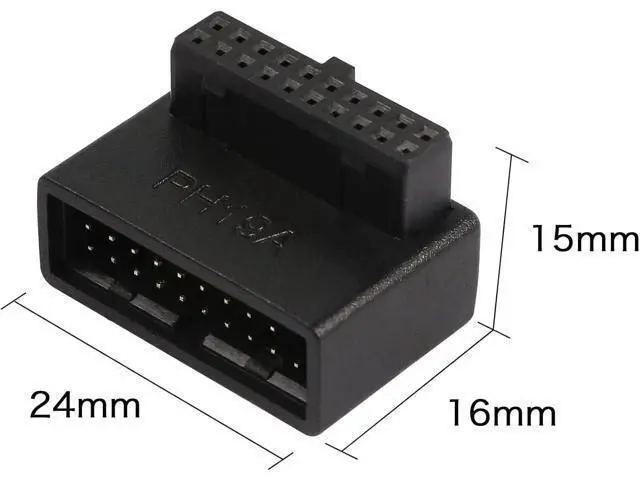 Alt view image 6 of 7 - USB 3.0 19/20 Pin 90 Degree Adapter Male to Female L Turn Right Angle Socket for Desktop Motherboard Internal Connector Up Angled(PH19A)