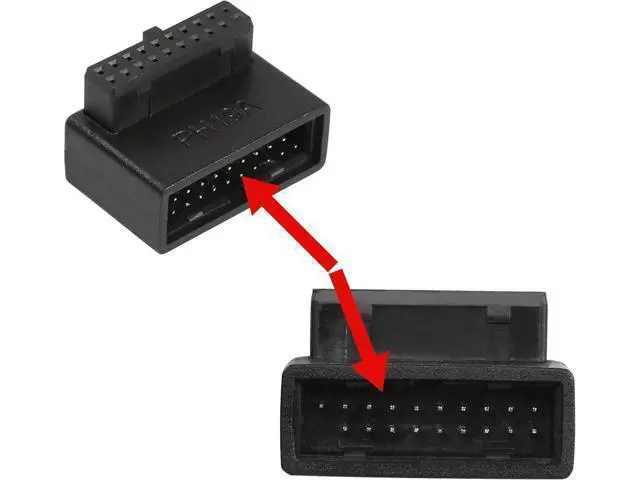 Alt view image 7 of 7 - USB 3.0 19/20 Pin 90 Degree Adapter Male to Female L Turn Right Angle Socket for Desktop Motherboard Internal Connector Up Angled(PH19A)