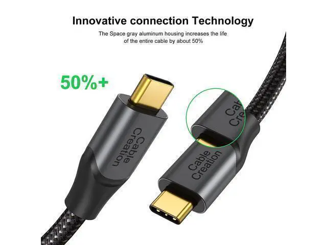 Alt view image 4 of 7 - USB C Cable 10 FT 100W 20V/5A CableCreation Durable USB C to C Cable 10FT Braided Fast Charging Cable 480Mbps Data Cable for MacBook Pro iPad Air XPS S21 S20 and Other USB C Devices 3m Gray