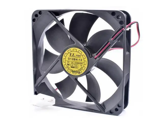 Alt view image 4 of 4 - YL D12BH-12 12cm 12025 120x120x25mm 120mm 12V 0.30A double ball chassis power supply cooling fan