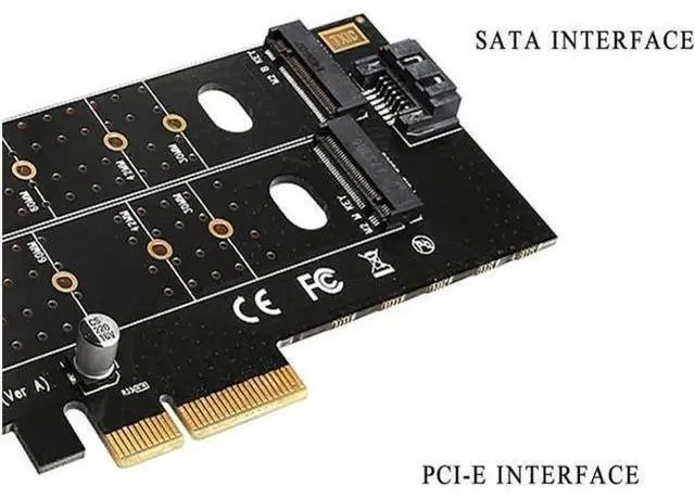 Alt view image 6 of 6 - M.2 NVMe SSD NGFF to PCIE X16 Adapter M Key B Key SATA PCI Express NVME m2 SSD SATA Converter riser card