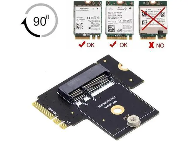 Alt view image 2 of 5 - NGFF Key A+E PCI Express Male to Female Right Angled 90 Degree Low Profile Adapter Extension Card Riser