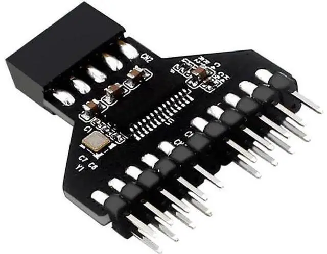 Main image of PH78 Motherboard USB2.0 9PIN 1 to 2 Expansion Adapter for Water-Cooled RGB Light Fan Speed Measurement