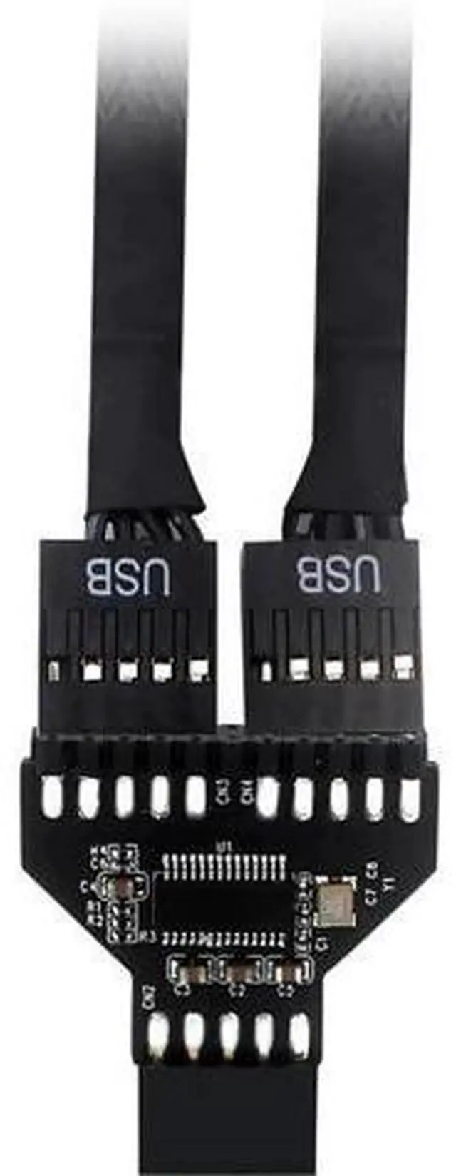 Alt view image 6 of 7 - PH78 Motherboard USB2.0 9PIN 1 to 2 Expansion Adapter for Water-Cooled RGB Light Fan Speed Measurement