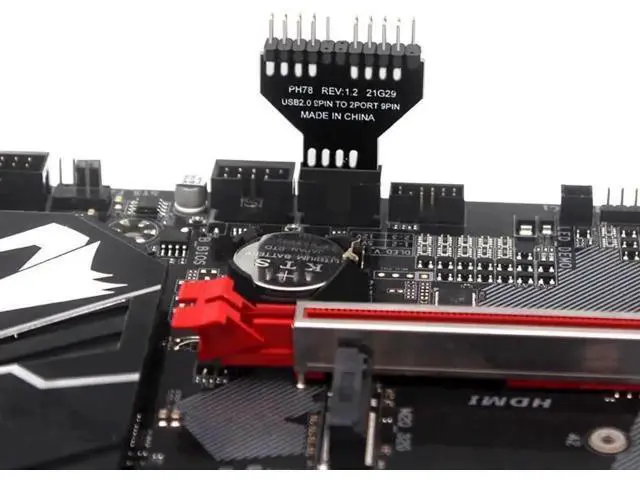 Alt view image 7 of 7 - PH78 Motherboard USB2.0 9PIN 1 to 2 Expansion Adapter for Water-Cooled RGB Light Fan Speed Measurement