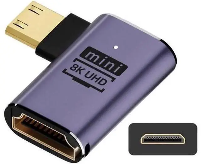 Main image of Right Angled Mini HDMI Male to HDMI 2.1 Female UHD Extension Gold Converter Adapter Support 8K 60hz HDTV