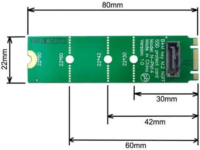 Alt view image 2 of 7 - B/M-key M.2 to Vertical SATA 7pin Hard Disk Drive SSD PCBA Extension Adapter