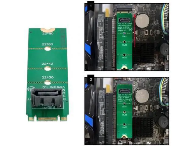 Alt view image 3 of 7 - B/M-key M.2 to Vertical SATA 7pin Hard Disk Drive SSD PCBA Extension Adapter