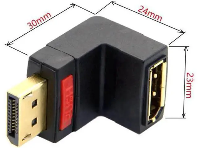 Alt view image 4 of 7 - Up Angled 90 Degree DP DisplayPort Male to Female Extension Adapter 4K