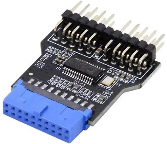 Main image of Motherboard 19pin USB 3.0 Header 1 to 2 USB2.0 9Pin Female Extension HUB Connector Adapter Port Multilier