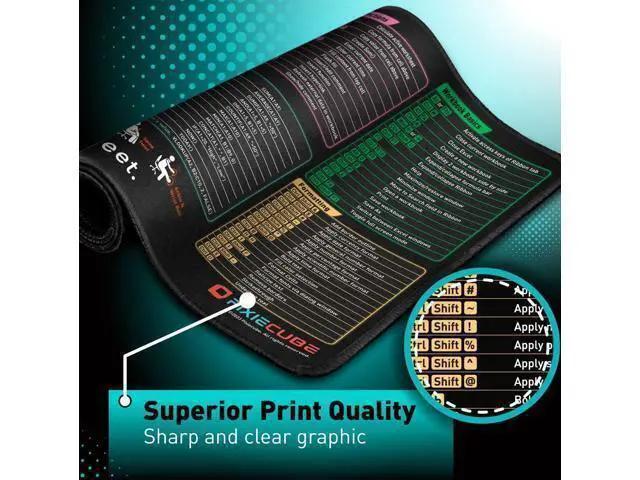 Alt view image 3 of 6 - Excel Shortcut Keys Mouse Pad - Extended Large XL Cheat Sheet Gaming Mousepad | PC Office Spreadsheet Keyboard Mat | Non-Slip Stitched Edge
