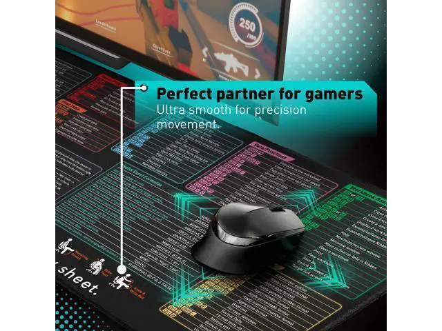 Alt view image 4 of 6 - Excel Shortcut Keys Mouse Pad - Extended Large XL Cheat Sheet Gaming Mousepad | PC Office Spreadsheet Keyboard Mat | Non-Slip Stitched Edge
