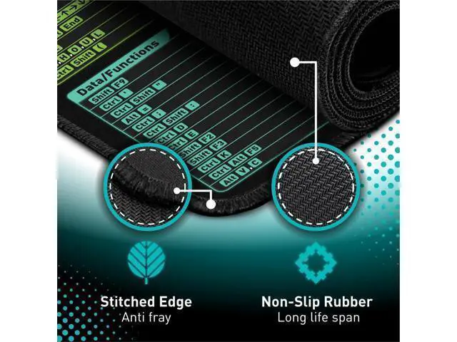Alt view image 5 of 6 - Excel Shortcut Keys Mouse Pad - Extended Large XL Cheat Sheet Gaming Mousepad | PC Office Spreadsheet Keyboard Mat | Non-Slip Stitched Edge