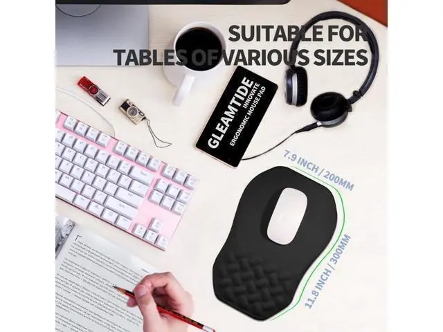 Alt view image 5 of 6 - Ergonomic Raised Mouse Pad Wrist Support with Bilateral Slope Memory Foam Mousepad for Wrist Rest and Carpal Tunnel Pain Relief 11.8x7.9 Black