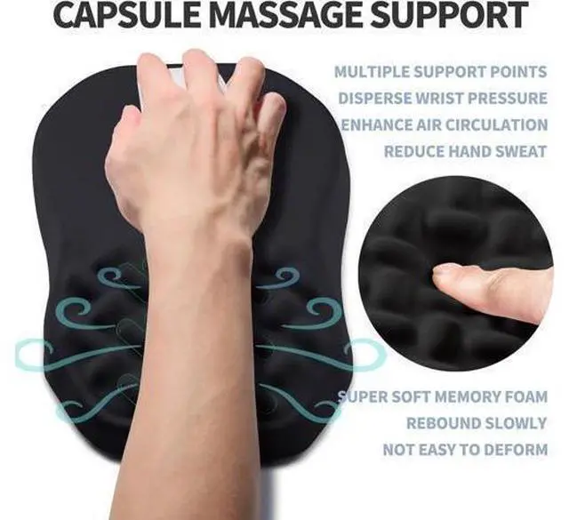 Alt view image 3 of 6 - Ergonomic Raised Mouse Pad Wrist Support with Bilateral Slope Memory Foam Mousepad for Wrist Rest and Carpal Tunnel Pain Relief 11.8x7.9 Black
