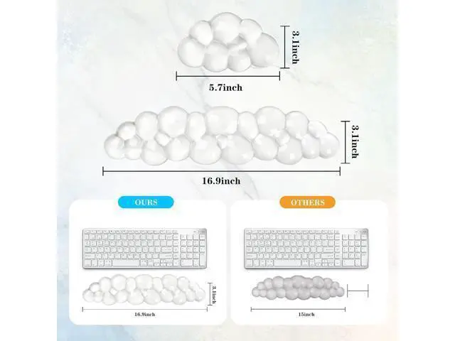 Alt view image 5 of 7 - Gel Cloud Keyboard and Mouse Wrist Rest Cute Wrist Support and Arm Support Keyboard Rest for Keyboard and Mouse Typing Pain ReliefSuitable for Office/Computer/Laptop/GamingWhite